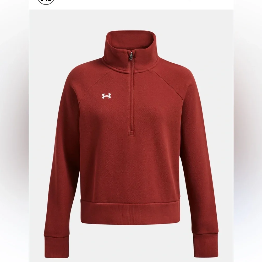 ✨Under Armour Sweatshirt✨ WOMENS RIVAL FLEECE TXTR HZ SWEATER rust orange M - Picture 2 of 4